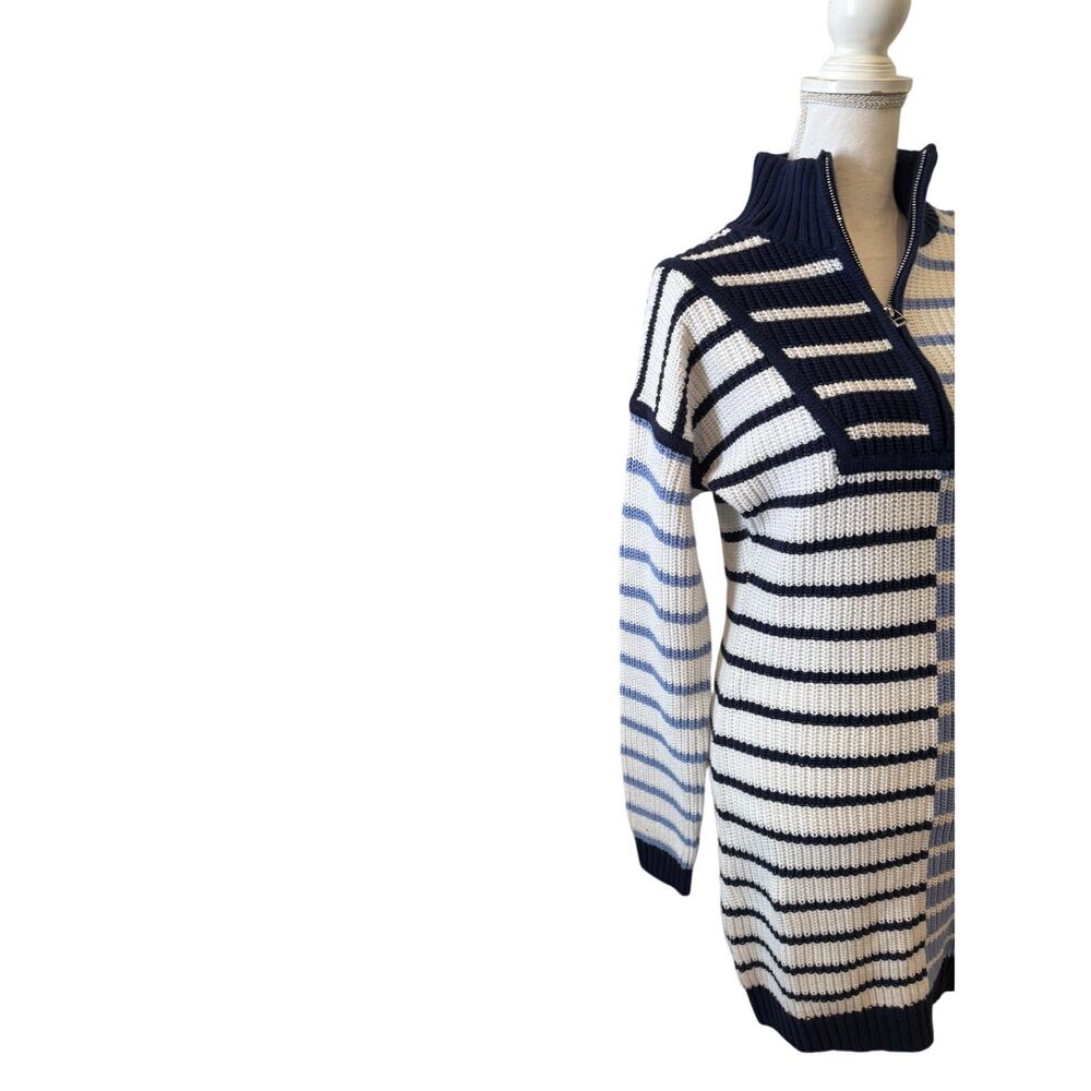 Staud Mini Hampton Striped Sweater Dress Blue M - Picture 6 of 11